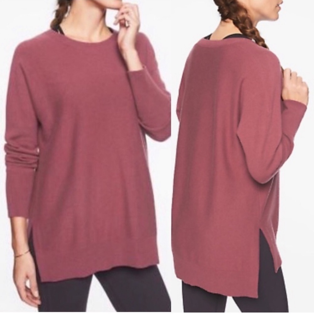 Athleta Womens Stargazer Wool Cashmere Blend Berry Maroon Sweater Size XS
